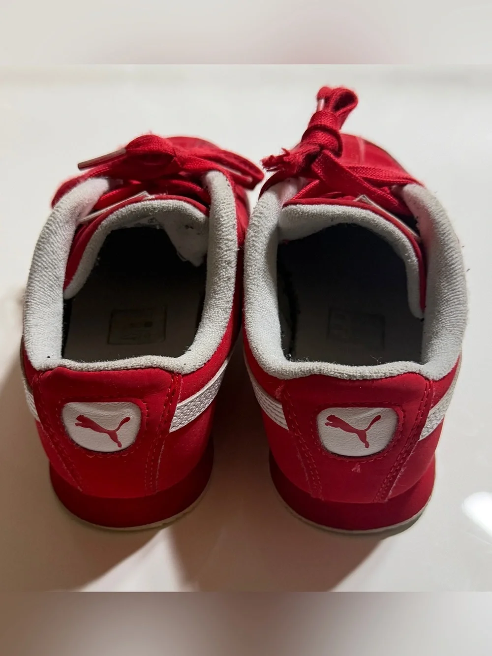 Puma Kids Red and White Roma Sneakers